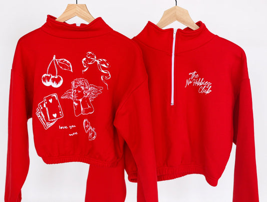 I Love You More Collection - Red/White Quarter Zip